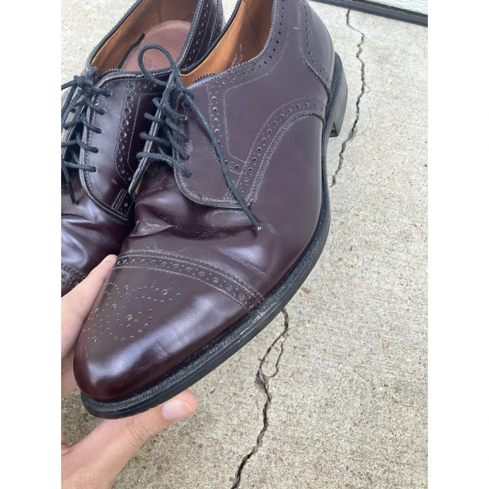 Allen Edmonds Sanford Burgundy Cap-Toe  Derby size 12 B Mens Dress Shoes Cherry